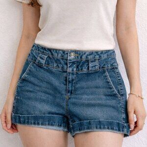 One 5 One High Rise Denim Shorts Size 4 Cuffed Stretch Blue Casual